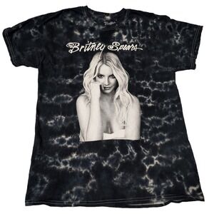 Britney Spears Blue Tie Dye Short Sleeve Cotton Concert T-Shirt - Size M/L